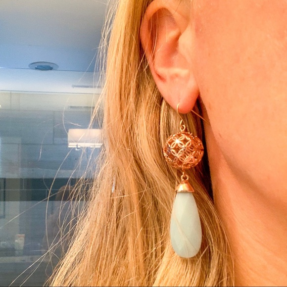 Kate Spade Deco Lace Rose Gold and Jade Earrings - Picture 3 of 3